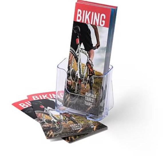 2 Staples Literature Holder, 4.25", Clear Plastic ST25329/25329 brochure holder - Picture 1 of 9